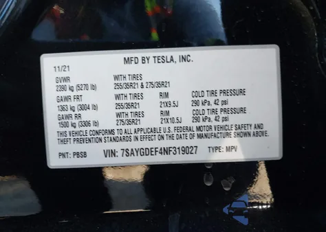 2022 Tesla Model Y Performance Dual Motor All-Wheel Drive from USA, damaged, VIN 7SAYGDEF4NF319027
